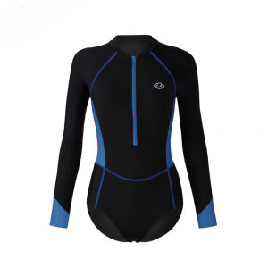 RAINBOW SWIMSUIT Womens Rashguard Fit Womens Long Sleeve Zip Colour Block 1-piece Rash Guard