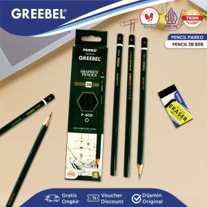 PARKO Pensil Pencil Kayu 2B (808 12PCS/SET) / Pensil Tulis Ujian Sekolah Pensil Gambar