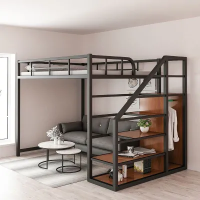Bedstead Loft Apartment Duplex Upper Bunk Multifunctional Iron Bed