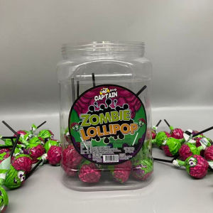 50pcs 1 bottle Halloween lollipops Double-color candies Zombie lollipop (LY-78)