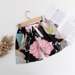 Cotton Casual Shorts Home Pajamas Women Summer Floral Plus Size Wide Leg Pants Beach Hot Pants