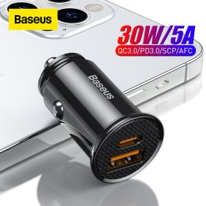 🥇✅SG READY STOCK✅Baseus 30W Quick Charge 4.0 3.0 USB Car Charger For Xiao Mi9 Huawei Supercharge SCP QC4.0 QC3.0 Fast PD USB C Car Phone Charger