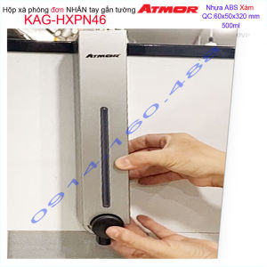 Hộp nhấn xà phòng Atmor KAG-HXPN46-Grey-Xám bình xịt xà bông 500ml thiết kế sang trọng nhấn êm siêu bền