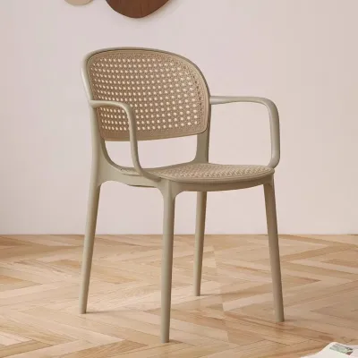 Dining chair extra-thick rattan plastic chair home small apartment living room backrest stool can be stacked for caterin