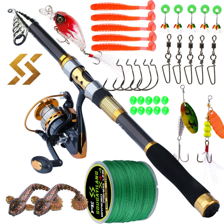Sougayilang Fishing Set 2.1 m-3.0 m Telescopic Portable Fishing Rod and  2000-5000 Series Fishing Spinning Reel and 150 m PE Line Fishing Tackles  Cheap Strong Fishing Set | Lazada Singapore