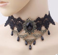 Lace Vintage lace choker necklace Fashionable Black beaded flower choker Steampunk Halloween choker for Women Wedding. 