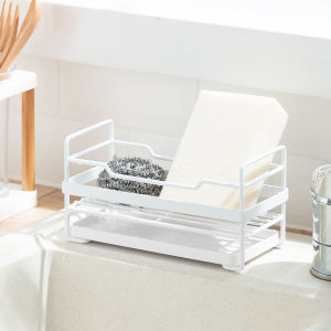 White Sponge Soap Sink Organizer Holder with Drainer Tray Drying Rack For Bathroom Kitchen Storage