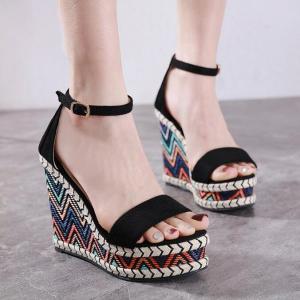 Phụ Nữ hở ngón PU Câu Lạc Bộ Xăng đan cao gót Đảng đế xuồng Khóa 11Cm