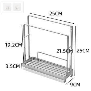Stainless Kitchen Dishcloth Holder Towel Rag Hanger Sink Sponge Brush Drain Rack Japanese Style