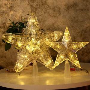 15/23CM Christmas Tree LED Star Top Lights/ Colorful Christmas Five-pointed Fairy Lights Garland for Home Decoration Xmas New Year