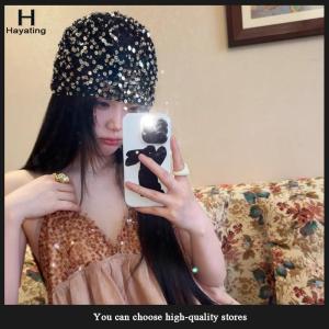 Hayating Fashion Vintage Sequined Hollow Pullover Hats Women Summer Autumn Travel Photo Atmosphere Versatile Casual Y2K Knit Beanie Hat