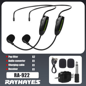 RAYHAYES Head Mounted Wireless Lapel Microphone for Meetings Teaching