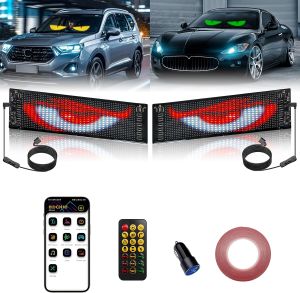 2PCS Devil Eyes Light for Cars SUVsProgrammable Flex LED Sign Led Eyes for Truck Windshield with APP Control and Remote Controller