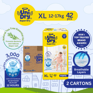 [2 Cartons  Deal]Unidry Baby Diapers - Super Absorbent & Ultra Soft | Sizes M60 L50 XL42 XXL32 | Leak-Proof Comfort for Active Babies