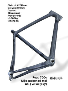 Sườn mộc cacbon có mỗi nối- road 700c cao 56cm ngang 55cm -KIỂU 8+ (KHÔNG KÈM PHUỘC) đọc kỹ mô tả dành cho xe đạp