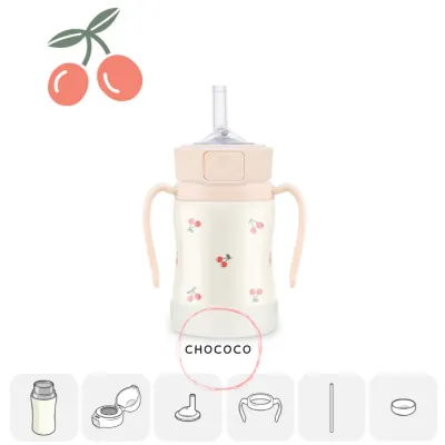 [Korea]🇰🇷 AUTHENTIC Grosmimi Stainless Steel Straw bottle thermos insulated Feeding Water bottle cold storage Spill Proof no Spill Magic Sippy Handle cup for Baby and Toddlers