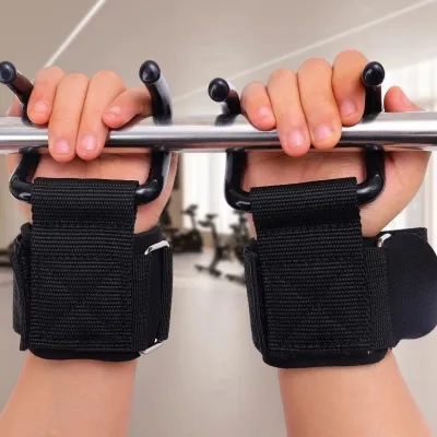 Metal Pull Up Hook Squat Weight Lifting Horizontal Bar Wrist Guard with Grip Sports Equipment Pull-up Auxiliary Power