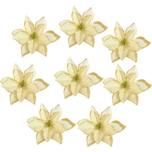 5/10Pcs 13cm Glitter Artificial Flowers For Christmas Tree Decoration DIY Christmas Ornaments Home Wedding Xmas Party Decoration