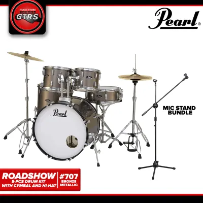 Pearl Roadshow 5-Piece DrumSet 707 Bronze-Metallic with Free Microphone Stand