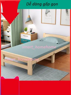 Giường xếp gỗ thông tặng nệm mỏng giường ngủ gấp gọn nhiều kích thước