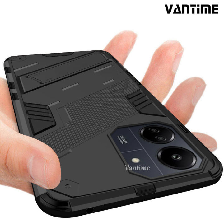 PEIYE Cover Per Xiaomi Redmi 13C / Poco C65, Custodia Antiurto Con Supporto Pieghevole, Nera