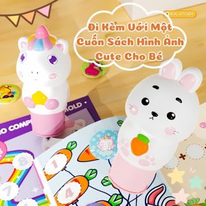 Bộ Đồ Chơi Dán Sticker Hình Thú – 100 Sticker + Sách Dán 6 Trang Học Mà Chơi Sáng Tạo An Toàn
