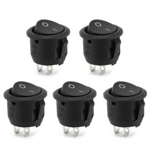 5Pcs Marine Boats Rocker Switches 2 Pin Toggle Switches 250V 6A 125V 10A Round Rocker Switches for Marine Boats Enduring