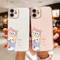 Hontinga Casing Case For VIVO V30 V30e V29 5G Y78 V27E V27 Pro 5G Case Fashion Cute Cartoon Dogs Luxury Chrome Plated Soft TPU Square Phone Case Full Cover Camera Protection Anti Gores Rubber Cases For Girls. 