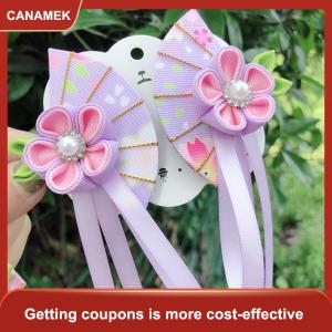 【CANAMEK】 Nhật Bản Kimono vải hoa gấp Fan trẻ em Phụ kiện tóc Clip tua Mũ Nón mũ barrette