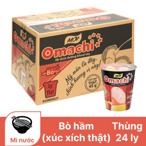 Mì ly ăn liền OMACHI xốt bò hầm 114g ( có thịt thật )