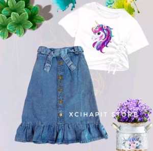 Setelan Baju Rok Tali Anak Perempuan Stylish