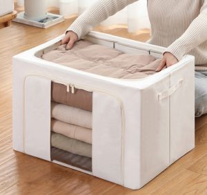 Thickened cotton and linen clothes storage box Large capacity clothes organizer box folding wardrobe