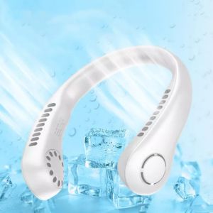 JINGKE Digital Display Hanging Neck Fan 3500/7000MAH Portable Bladeless Electric Fan Silent USB Rechargeable Lazy Mini Fan 5-speed Adjustable Neck Fan Cooler
