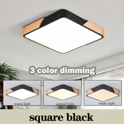 KASIDA ceiling lights modern design tri color dimming led ceiling lights with remote control ceiling lamp Wooden ceiling light fixture Ultra-thin led lights for room aesthetic living room bedroom corridor balcony kitchen