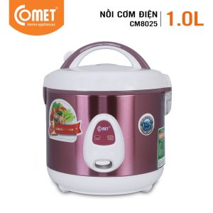 Nồi cơm điện mini nắp gài 1.0L COMET CM8025 - nấu 1- 4 người ăn chống dính - Hàng Chính Hãng - BH 12 tháng