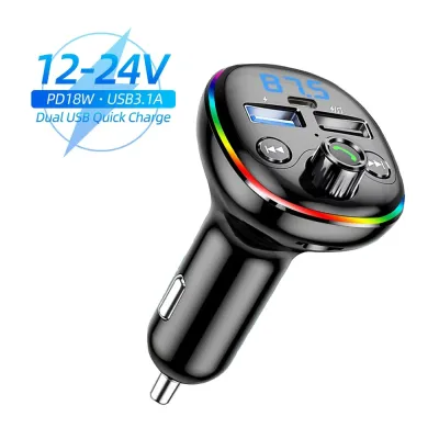 KEBIDU PD 18W FM Transmitter Wireless Bluetooth 5.0 Handsfree Car Kit Dual USB Fast Charger Radio Modulator MP3 Player Support TF card