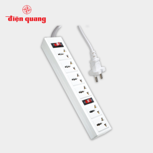 Ổ cắm điện đa năng Điện Quang ĐQ 003A-04 (6 lỗ 3 chấu dây 5 mét) công suất 2500W tự ngắt khi quá tải BH 12 tháng