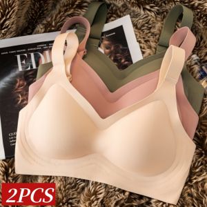 2 Cái / Bộ Phụ Nữ Áo Ngực Không Dây Cổ Chữ V Mượt Mà Khuôn Vô Hình Bralette Một Mảnh Hỗ Trợ Liền Mạch Mạch Áo Ngực Dây Đeo Rộng Đồ Lót M-3XL2026