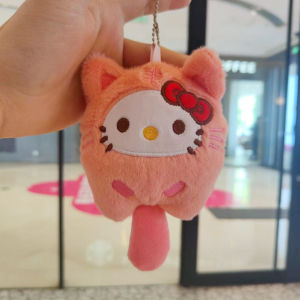YF Sanrio Kuromi Melody Plush Bag Pendant Keychain Anime Keyring Stuffed Doll Toys Cartoon KT Cinnamoroll Key Chain Gifts FY