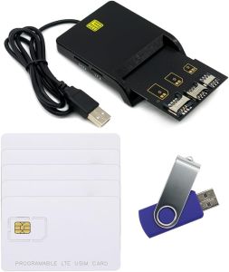 LTE Cards Program kit SIM Card Tools & Accessories Include 1 SIM Card Reader + 5pcs programmable USIM Cards + 1Micro Nano sim Card Adapter kit + GRSIM Software Programer Tool