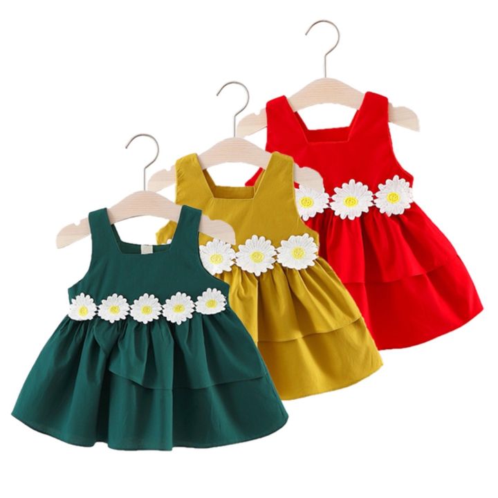 【beautywoo】3 Colors Baby Girl Clothes Kids Girls Clothes Girls Dress  Sleevless Flower Girl Dress Birthday Wedding Bridesmaid Gown Formal Dresses 
