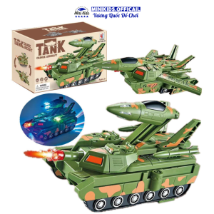 Xe Tăng Chạy Pin Biến Hình Máy Bay - màu sắc chân thực có đèn và nhạc vui nhộn tặng kèm PIN - Đồ chơi MiniKids