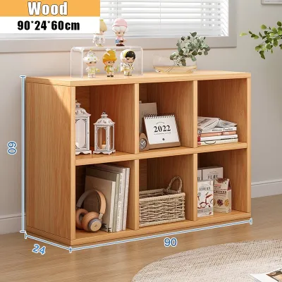 HOMEE Wooden Storage Cabinet Bookcase Partition Cabinet Modern Simple Wood Color White Multi Compartment Open Storage Cabinet