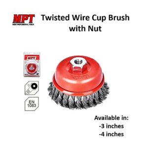 Buildmate x MPT 3"/ 4" inches Twisted Wire Cup Brush with Nut MJ13005-7510 / MJ13005-10010 ACC