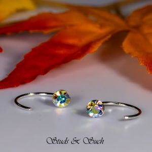 [Studs & Such] 925 Silver Huggie Hoop Earrings With Genuine Preciosa Crystal