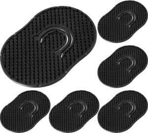 Boao 6 Pcs Palm Combs Hand Comb with Finger Loop Scalp MassagerBlack    Soft Silicone Nubs for Men Women Portable Pocket Shampoo Brush Wet Hair Stimulates Scalp Blood Circulation