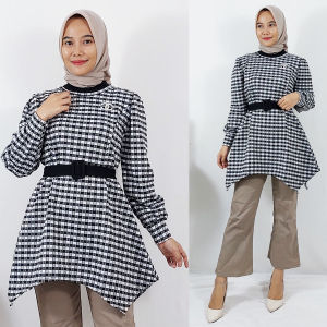 CARLINA SELVIM TUNIK MODA KOTAK ASYMETRIS WANITA DRESS FREE GESPER