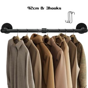 Clothes Rack 184CM 94CM Industrial Pipe Clothing Rack Wall Mounted Closet Rod Space-Saving Duty Hanging Bar Rod