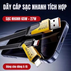 Dây sạc nhanh 4 in 1 27W - 1 Sợi cáp sạc cho tất cả các dòng điện thoại - Bảo hành Lỗi 1 đổi 1