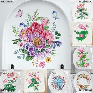 [COD] WEICHENG WC Stickers Toilet Plant Floral Wall Sticker For Bathroom Toilet Lid Sticker Decal Self Adhesive Mural Home Decoration